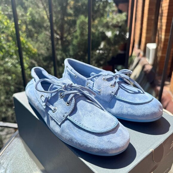 New Jeffrey Campbell Yachting All Day Boat Shoes in Suede Blue 9.5 - Picture 8 of 9